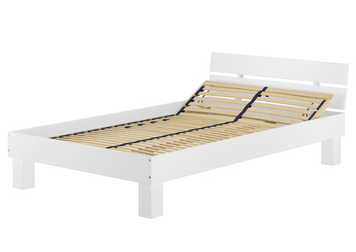 Wei�es Einzelbett Massivholz Buche 120x220 mit w�hlbarem Zubeh�r V-60.86-12-220W