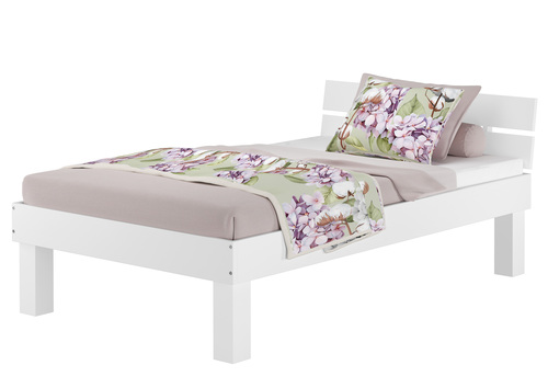 Buche massiv hohe F��e Singlebett Holzbett Bettrahmen waschwei� V-60.86W-HoR 