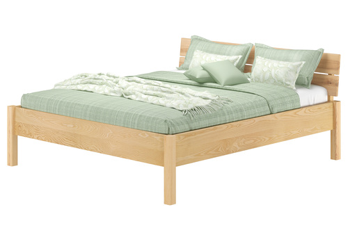 Metallfreies Doppelbett Eschenholz mit Lattenrost 160x200 Tischlerarbeit V-60.90-16K
