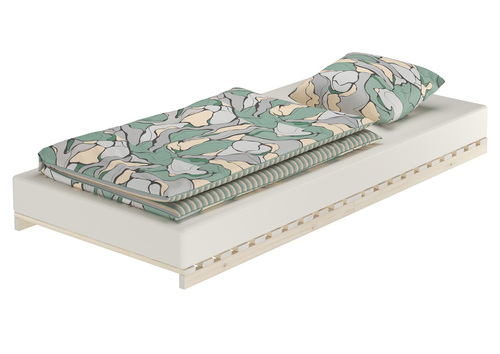 Niederflurbett metallfrei 90x200 Futon metallfreier Lattenrost, Fichte unbehandelt V-60.97-09