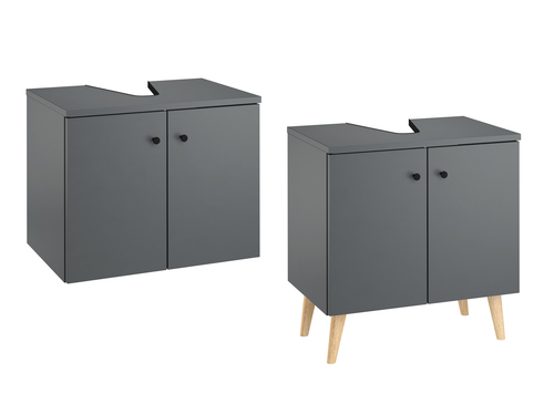 Waschtisch Bad-Unterschrank grau Wandmontage oder stehend V-90.59-01WU