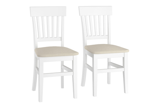 Wei�er Holzstuhl mit Sitzpolster in Taupe V-90.71-27W-P03