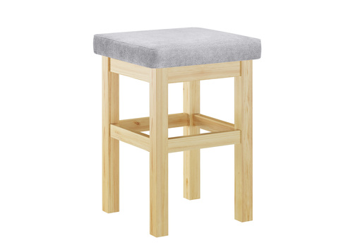 Holzhocker Kiefer Natur mit Polstersitz hellgrau V-90.71-41P