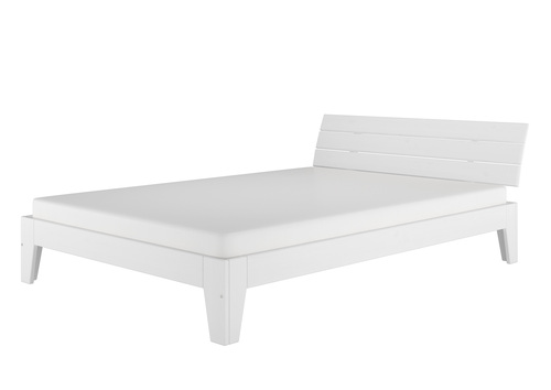 Wei�es modernes Doppelbett 160x200 Bettgestell Holzbett Massivholz Kiefer Wei� V-60.54-16W