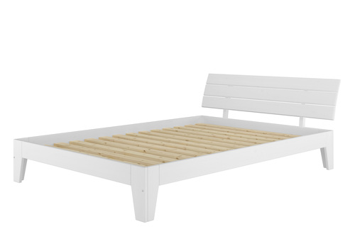 Wei�es Doppelbett in �berl�nge 160x220 Bettgestell Holzbett Massivholz Kiefer Wei� V-60.54-16-220W