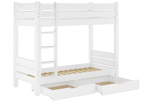 Kiefer-Stockbett massiv wei� 90x200 Etagenbett teilbar Hochbett Zubeh�r w�hlbar V-60.16-09WT80
