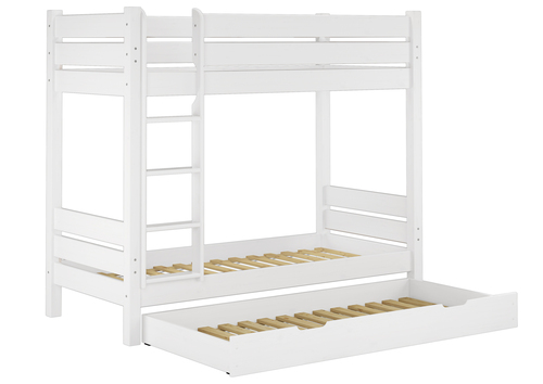 Kiefer-Stockbett massiv wei� 90x200 Etagenbett teilbar Hochbett Zubeh�r w�hlbar V-60.16-09WT80