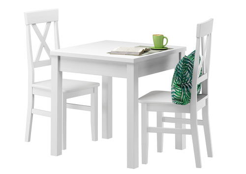 Stilvolle kleine Essgruppe Tisch 2 St�hle Kiefer Massivholz waschwei� 90.70-50 A W Set 23