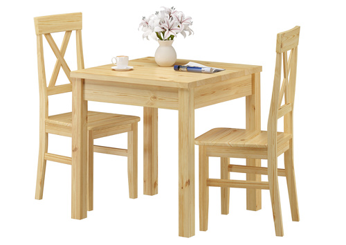 Essgruppe Klassisch mit Tisch und 2 St�hle Kiefer natur Massivholz 90.70-50 A -Set 23