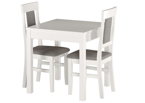 Gepolsterte kleine Essgruppe Tisch 2 St�hle Kiefer Massivholz wei�-grau 90.70-50 A W Set 25