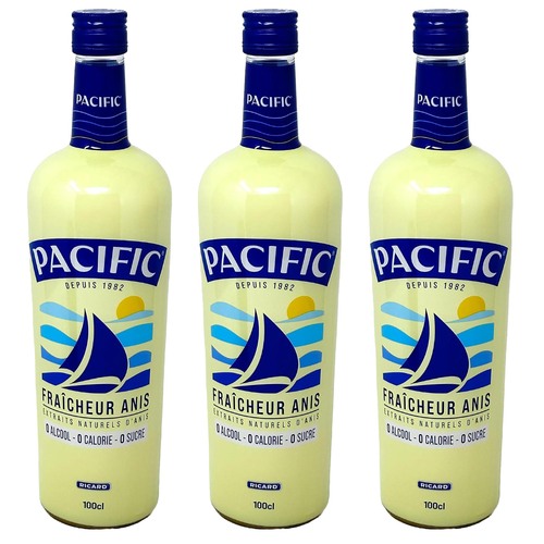 RICARD Pacific Anis Alkoholfrei - Mediterraner Aperitifgenuss in 3 x 1 Liter