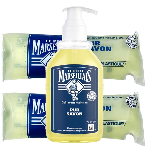 Le Petit Marseillais Fl�ssigseife Pur Savon Liquide 300ml + 2x250ml Nachf�llpack - Sanfte Pflege