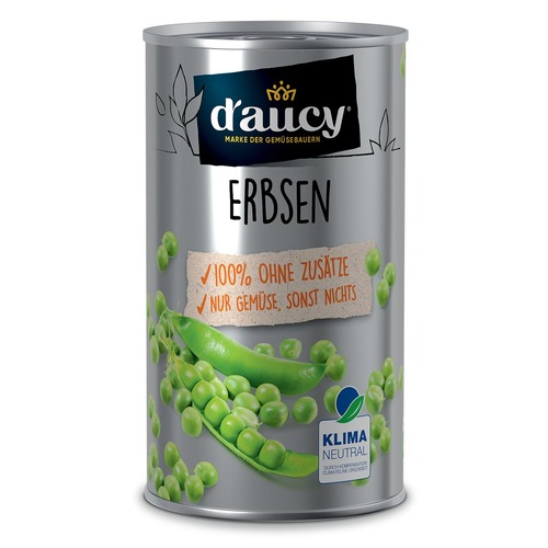 daucy Erbsen 285g - Nat�rliche Frische ohne Salz und Zucker, Konservierungsstoffen