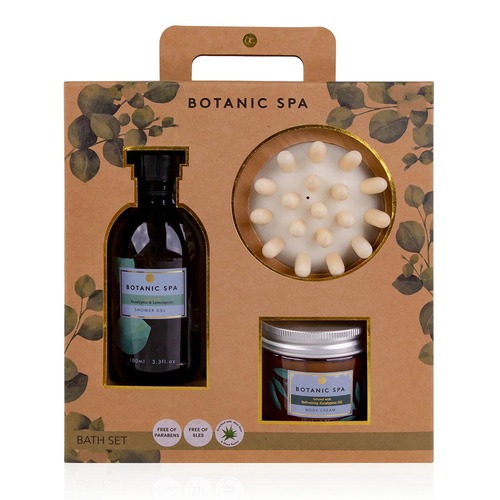 BOTANIC SPA Badeset - Duschgel, K�rpercreme & Massageb�rste, 3-teiliges Pflege-Set