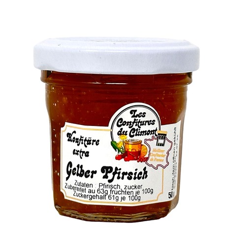 Les Confitures du Climont Gelber Pfirsich Konfit�re extra 50g - K�stlicher Genuss