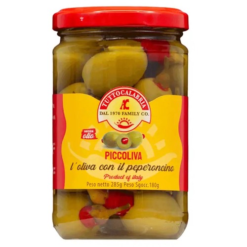 TuttoCalabria Piccoliva - Gef�llte Oliven eine Chilischote in jede Olive scharf!