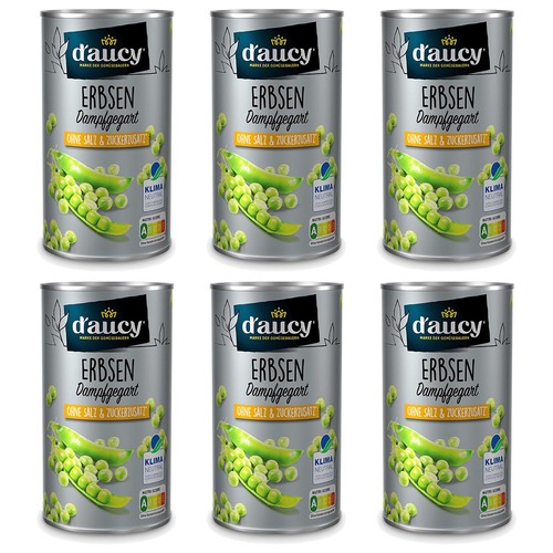 daucy Erbsen - 100% ohne Salz & Zuckerzusatz,   6 x 285g Dosen