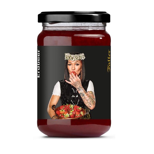 Motiv Konfit�re Schwarzwald Tracht Faller Erdbeerkonfit�re hausgemacht!  330g