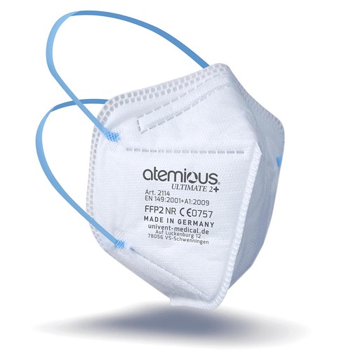 atemious ULTIMATE 2+  Medizinische Atemschutzmaske - Mit Komfort-Kopfb�ndern f�r druckfreies Tragen
