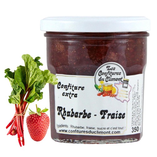 Les Confitures du Climont Rhabarber-Erdbeere Extra Konfit�re 350g Handgemacht