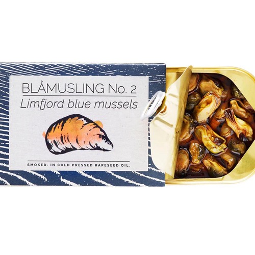 FANGST BL�MUSLING No. 2: Ger�ucherte Limfjord-Miesmuscheln in Raps�l