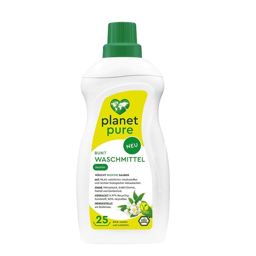 PLANET PURE Bunt Fl�ssig Waschmittel Jasmin: Nat�rlich, Vegan, Effektiv 25 Wl