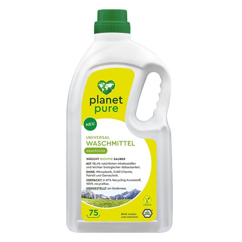 PLANET PURE Universal Waschmittel 75WL, Alpenfrische, 98,4% nat�rliche Inhaltsstoffe