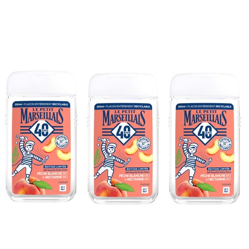Le Petit Marseillais Duschgel mit Pfirsich & Nektarine 3 x 250ml Fruchtig Erfrischend