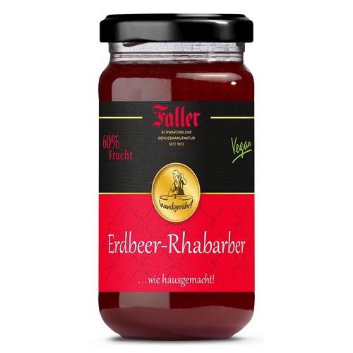 Faller Erdbeer-Rhabarber Konfit�re: Hausgemachter Genuss, 60% Frucht, 330g