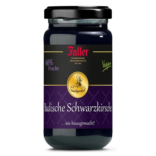 Faller Badische Schwarzkirsch-Konfit�re Extra - 60 % Frucht - 330 g