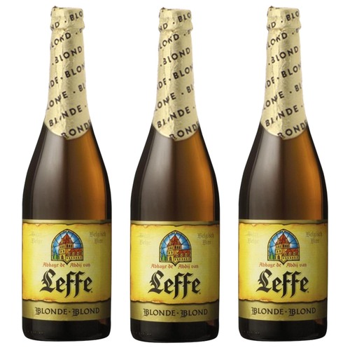 Leffe Blond Belgisches Bier 3 x 0,75L - Authentischer Geschmack, 6,6% Alkohol