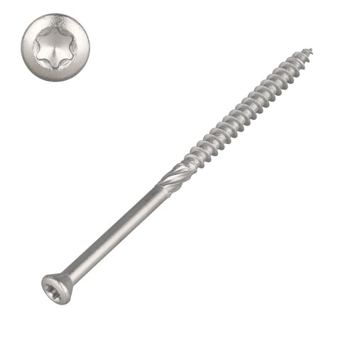 Terrassenschraube 8 x 140 mm - Edelstahl V2A (INOX geh�rtet) - TX40 - Linsensenkkopf - Teilgewinde - 100 Stk.