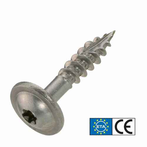 Tellerkopfschraube Edelstahl A2, TX Antrieb, mit ETA Zulassung