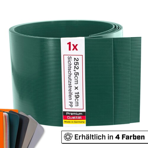 Zaun-Sichtschutzstreifen aus PP - 252x19 cm f�r Doppelstabmattenz�une, Windschutz