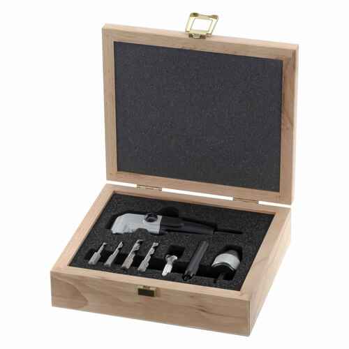 FAMAG Set Kompakt (Holz) mit Winkelschraubvorrichtung, Holzspiralbohrer.-Bits  3, 4, 5, 6 mm, Senker & Bohrfutter