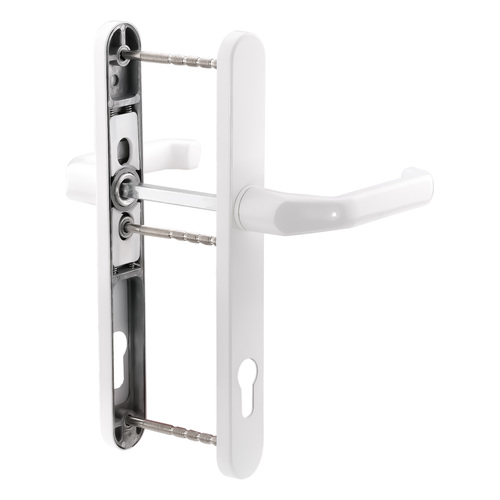 Schmalrahmengarnitur Alu wei� Dr�cker-Dr�cker 92 mm, PZ, Vierkant 8 mm, Ma�e 30x246x10 mm