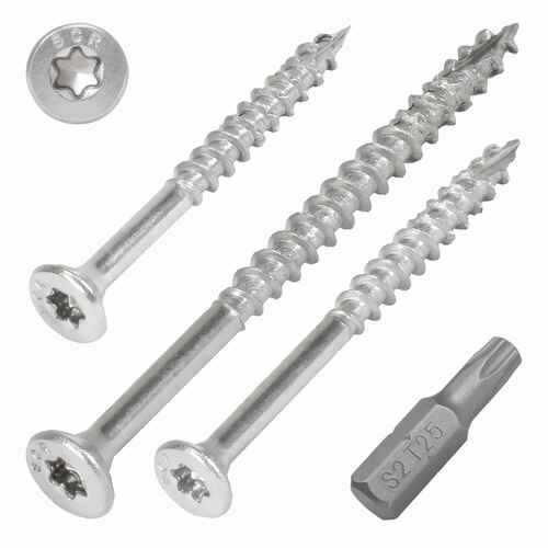 Holzbauschraube Edelstahl A2 mit Teilgewinde, Senkkopf, TX Antrieb, Sgezahngewinde, Type-17 Spitze