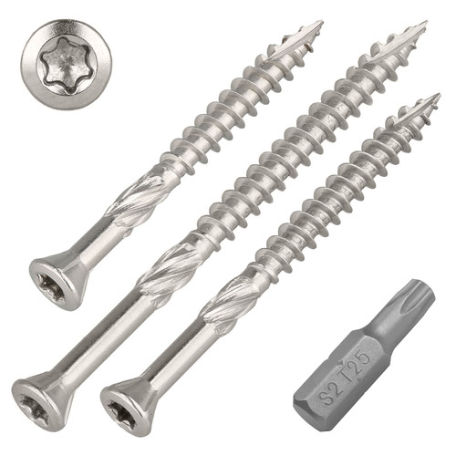 SCREW REBEL Terrassenschrauben A4, TX 25, Senkkopf, S�gezahngewinde, Reibteil, Type-17 Cutspitze inkl. S2-Bit 