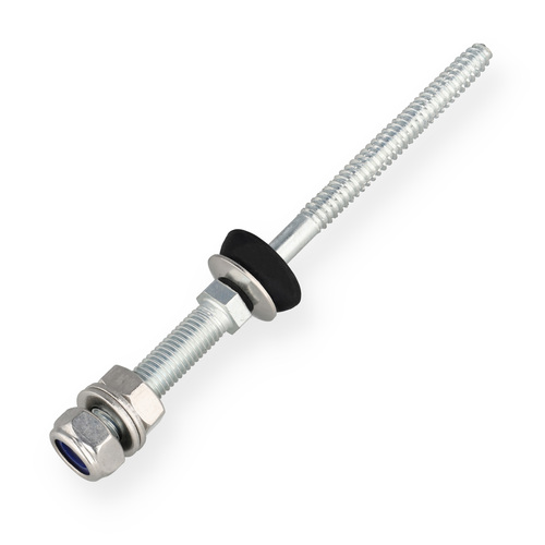 Schraubensatz Edelstahl A2 - selbstschneidende Doppelgewindeschraube - inkl. Muttern, Scheiben & EPDM-Regenschirmscheibe - f�r Wellblechd�cher - 25 St�ck