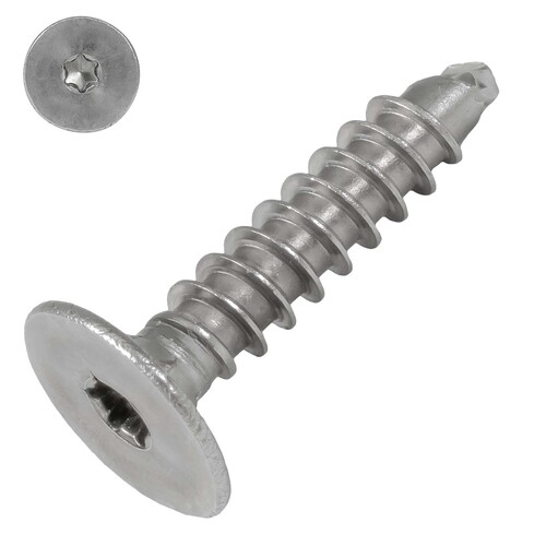 Haftenschraube Edelstahl A2 - Scheibensenkkopf mit Sperrverzahnung - 4,9 x 24 mm - mit Bohrspitze - inkl. Bit - 200 St�ck