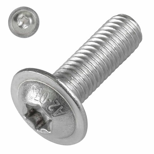 ISO 7380-2 Flachrundkopf-Schrauben mit Flansch, Vollgewinde und TX Antrieb, Edelstahl A2