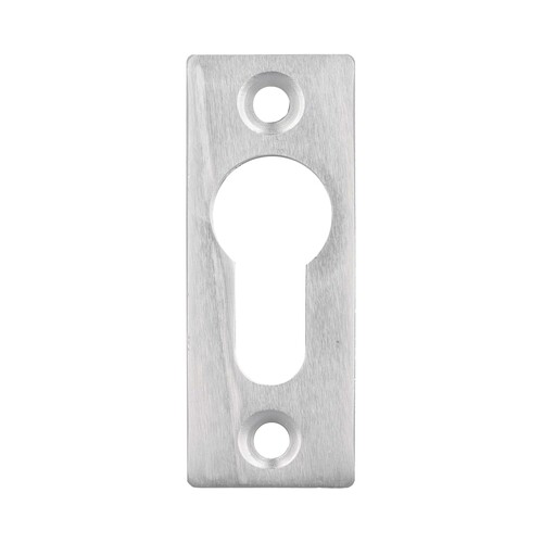 Profilzylinder-Rosette kantig 65 x 25 x 7 mm - Aluminium F1 - PZ-Lochung - 50 mm Schraublochabstand