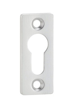 Profilzylinder-Rosette kantig 65 x 26 x 7 mm - Aluminium natur - 50 mm Schraublochabstand