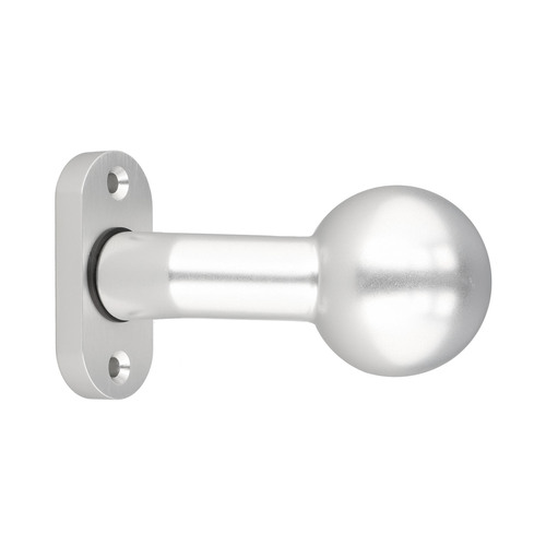 Alu Kugelknopf K4 - festdrehbar - auf ovaler Rosette - Aluminium naturfarben eloxiert - Vierkant 8 mm