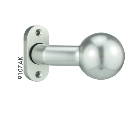 Alu Kugelknopf K4 - festdrehbar - auf ovaler Rosette - Aluminium naturfarben eloxiert - Vierkant 8 mm