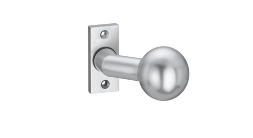 Alu Kugelknopf K4 - auf kantiger Rosette - drehbar - naturfarbig eloxiert - 8 mm Vierkant