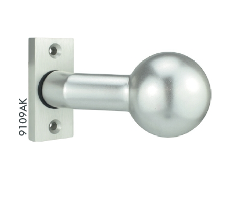 Alu Kugelknopf K4 - auf kantiger Rosette - drehbar - naturfarbig eloxiert - 8 mm Vierkant