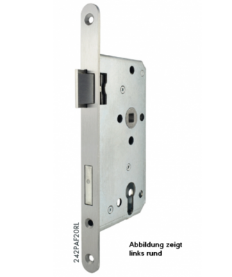 Korridort�r-Einsteckschloss PZ/W - DIN rechts - runder Stulp 18x235 mm - Dorn 55 mm - Entfernung 72 mm - Nuss 8 mm - Klasse 2