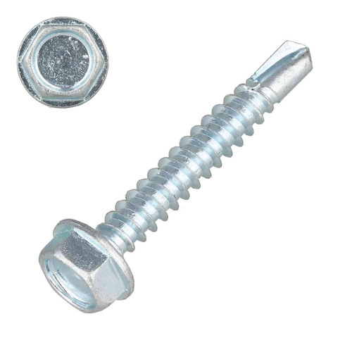 DIN 7504-K Bohrschraube verzinkt - mit Sechskant-Flanschkopf & Bohrspitze - f�r Metall & Holz