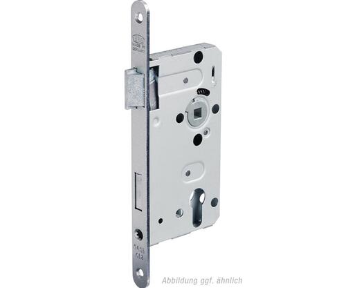 Korridort�rschloss Stulpe 18x235mm Edelstahl rund Falle und Riegel aus Zinkdruckguss Nuss in K-Stoff